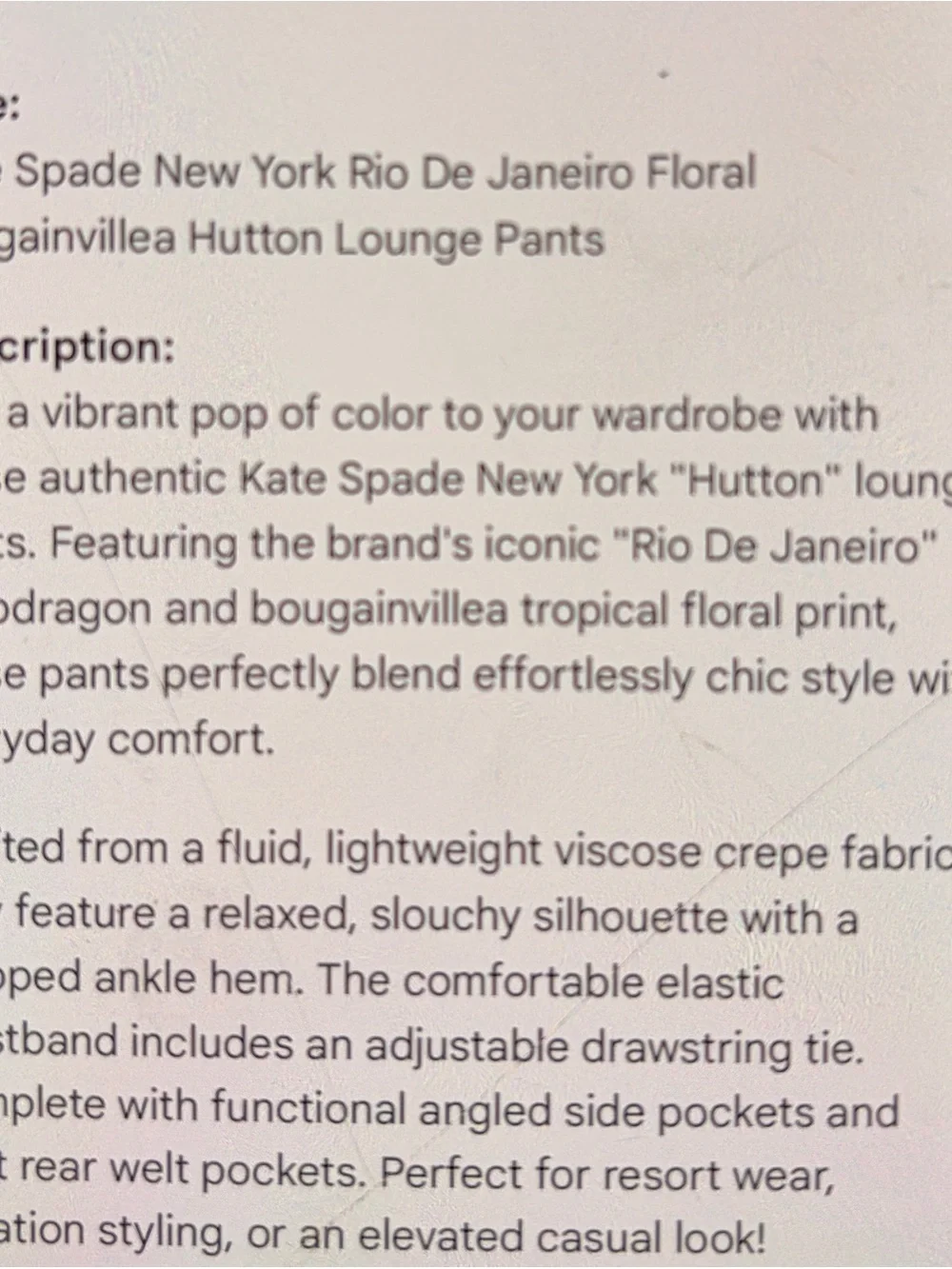 kate spade Hutton Floral Wide-Leg Silk Lounge Pants